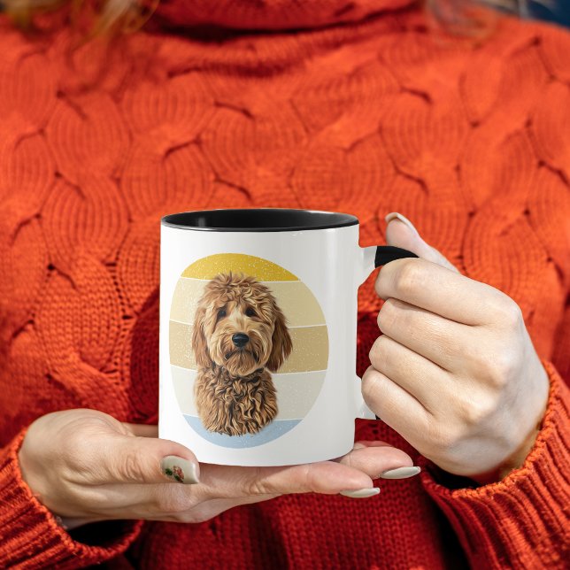 Goldendoodle Hund Retro Sunset Mugg (Skapare uppladdad)