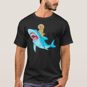 Goldendoodle Hund Riding Cute Shark Girys and Boys T Shirt