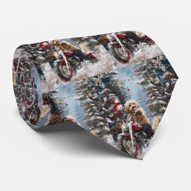 Goldendoodle Hund Riding Motorcle jul Slips (Rullad)