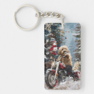 Goldendoodle Hund Ridning Motorcykel Jul