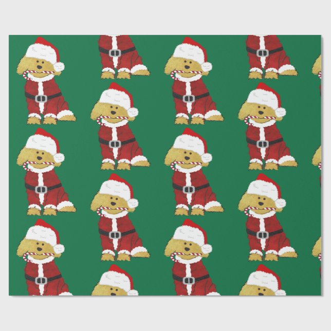 Goldendoodle Hund Santa Tass Presentpapper (Platt)