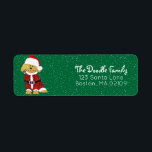 Goldendoodle Hund Santa Tass Returadress Etikett<br><div class="desc">Den kommande julen,  Goldendoodle Hund,  med doodle-skribbel,  påverkar Santa kostym och Santa hat som håller candy cane i munnen. Cute christmas-adressetikett för goldendoodle älskare!</div>