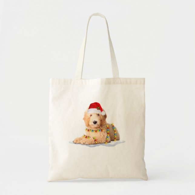 Goldendoodle Hund Träd jul Sötare Julafton Pet D Tygkasse (Framsidan)