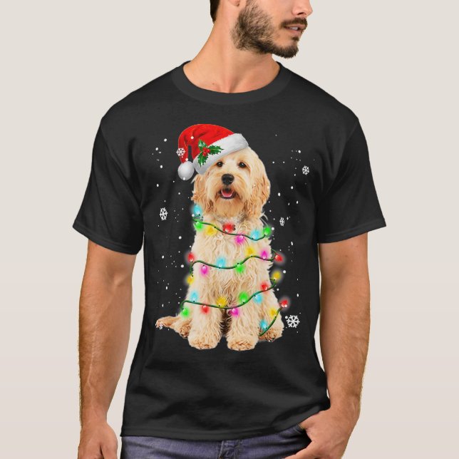 Goldendoodle Hund Träd jul Sötare Julafton Pet T Shirt (Framsida)