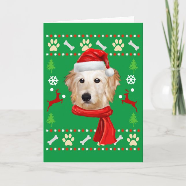 Goldendoodle Hund Ugly jul Kort (Framsida)