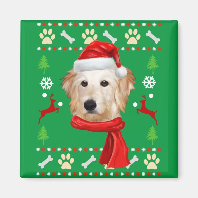 Goldendoodle Hund Ugly jul Magnet (Framsidan)