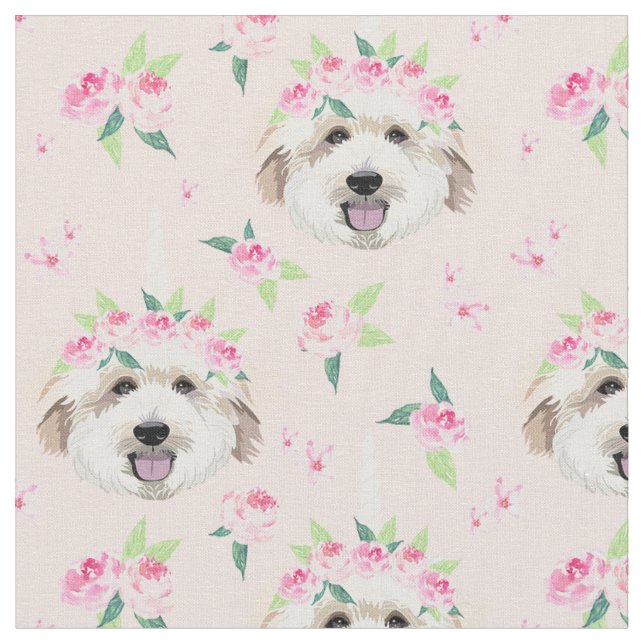 goldendoodle hund unicornblomma krona tyg (Närbild)