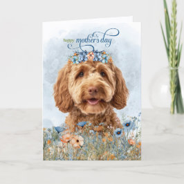 Goldendoodle Hund Vilda Blommor Mors Dag Helgkort