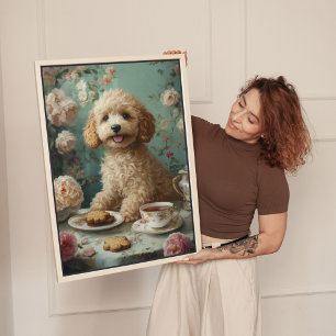 Goldendoodle Hund Vintage Te Canvastryck