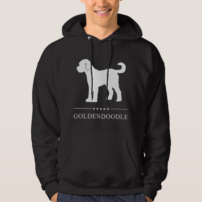 Goldendoodle Hund Vit Silhuett Hoodie (Framsida)