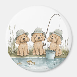 Goldendoodle Hundar Fiske Magnet