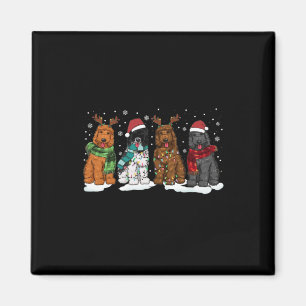 Goldendoodle Hundar jul Ljus Golden Doodle D Magnet