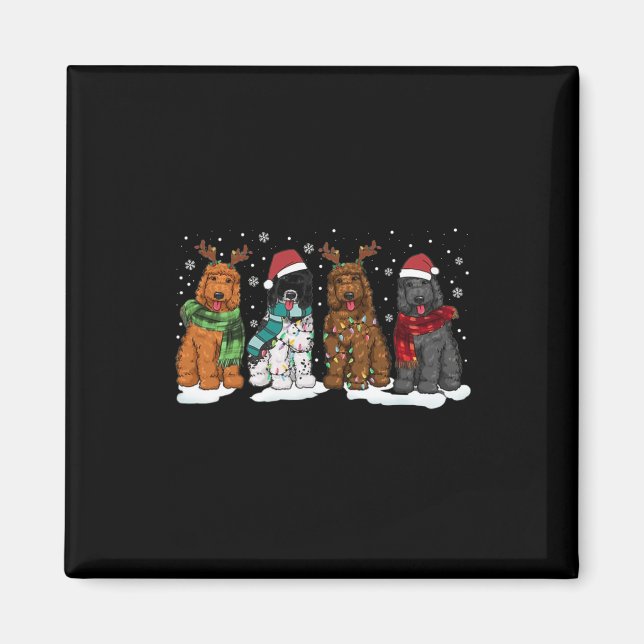 Goldendoodle Hundar jul Ljus Golden Doodle D Magnet (Framsidan)