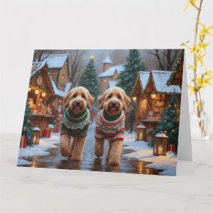 Goldendoodle Hundar jul Snö Helgdag Kort