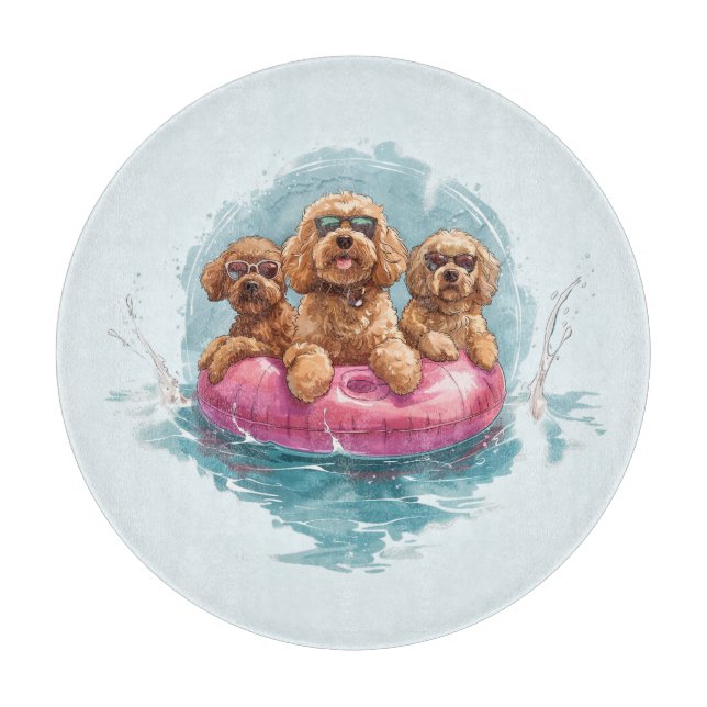 Goldendoodle Hundar, sommarananas Bassäng Flyter (Framsidan)