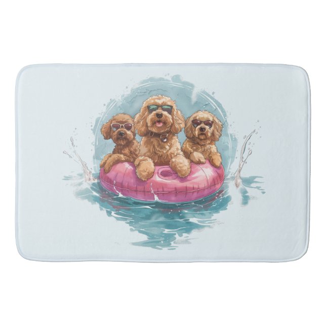 Goldendoodle Hundar, sommarananas Bassäng Flyter Badrumsmatta (Framsidan)