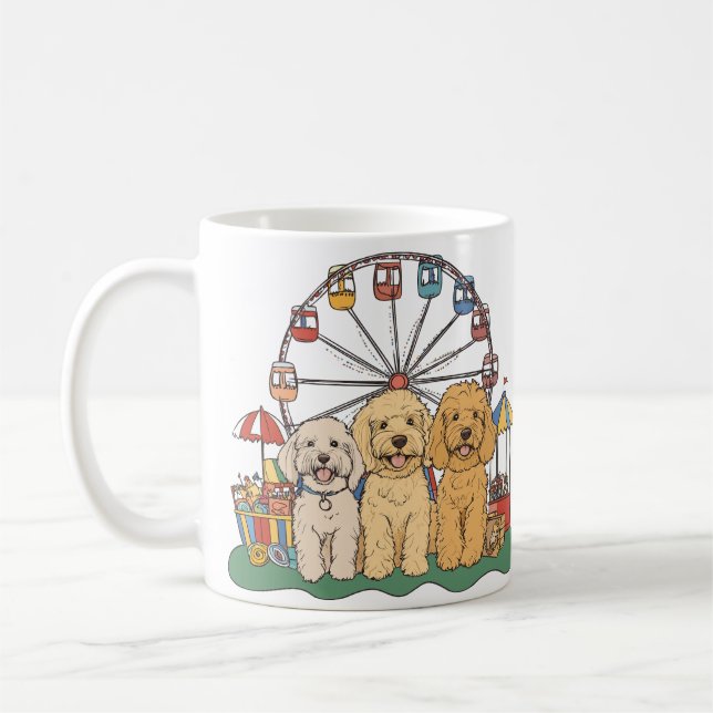 Goldendoodle Hundar vid en karneval Kaffemugg (Vänster)