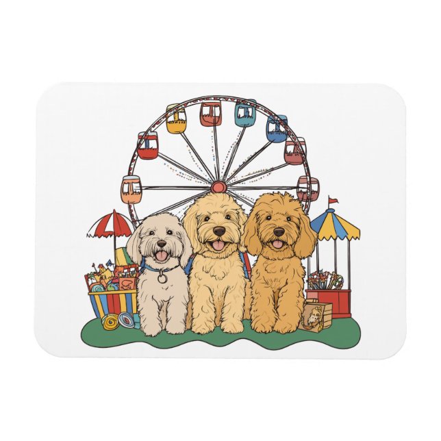 Goldendoodle Hundar vid en karneval Magnet (Horisontell)