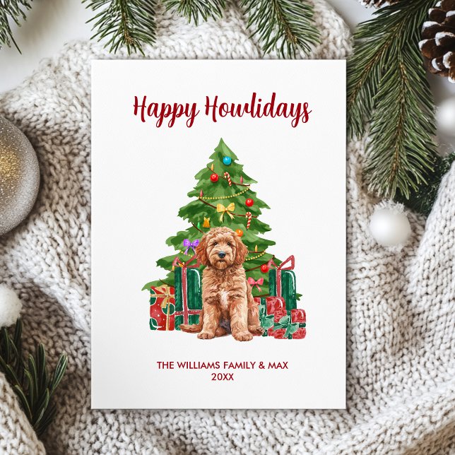 Goldendoodle hundfamilj jul julkort (Skapare uppladdad)