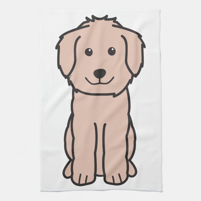 Goldendoodle hundtecknad kökshandduk (Vertikal)