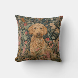 Goldendoodle i en William Morris Stil Garden Kudde