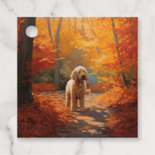 Goldendoodle i Höst löv Fall Inspire Gåvor Etiketter