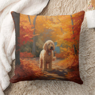 Goldendoodle i Höst löv Fall Inspire Kudde