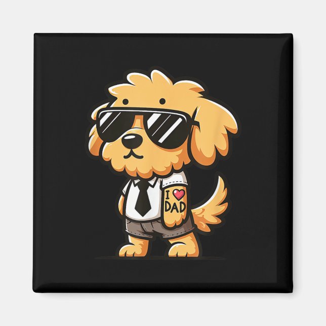Goldendoodle I Kärlek Pappa Rolig hund Tattoo Magnet (Framsidan)