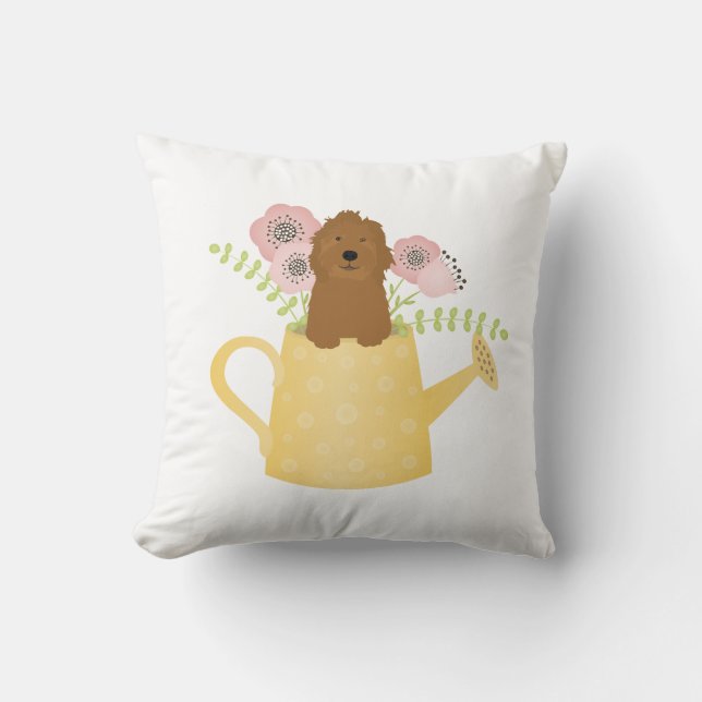 Goldendoodle i vattenkanna kudde (Framsida)