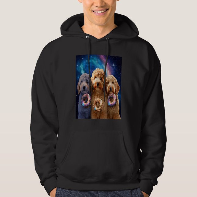 Goldendoodle In Space With Donuts Cute Doodle Boys Hoodie (Framsida)