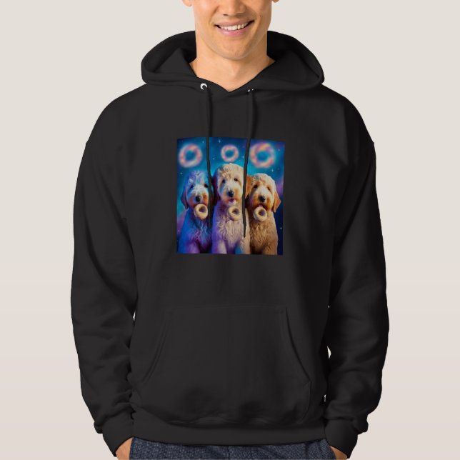 Goldendoodle In Space With Donuts Cute Doodle Boys Hoodie (Framsida)