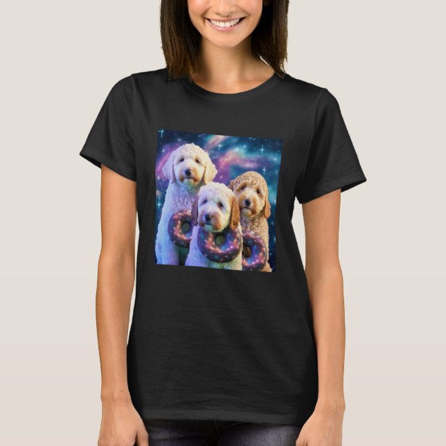 Goldendoodle In Space With Donuts Cute Doodle Boys T Shirt (Framsida)
