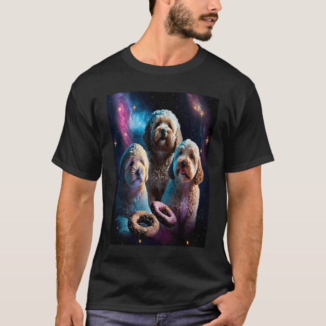 Goldendoodle In Space With Donuts Cute Doodle Boys T Shirt (Framsida)