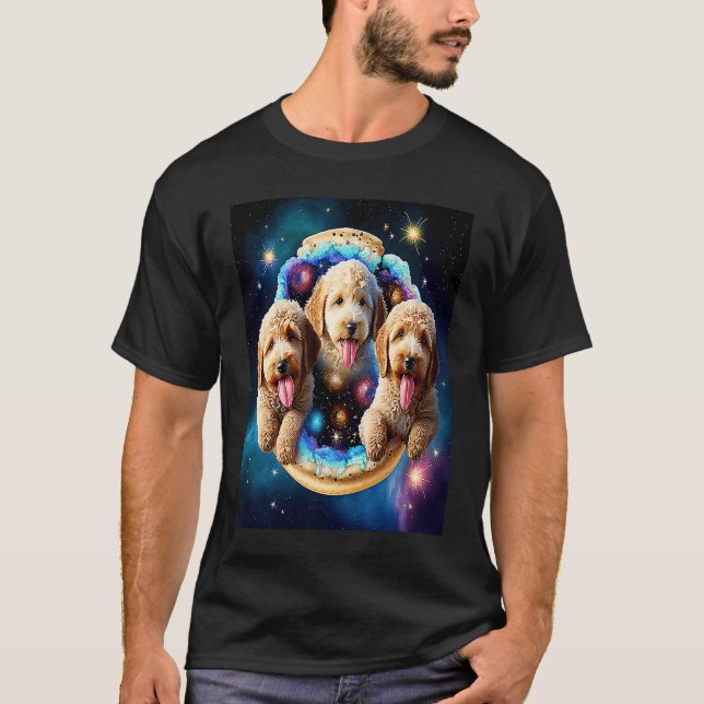 Goldendoodle In Space With Donuts Cute Doodle Boys T Shirt (Framsida)