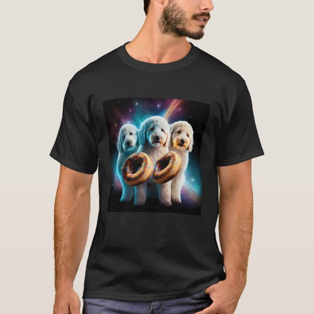 Goldendoodle In Space With Donuts Cute Doodle Boys T Shirt (Framsida)