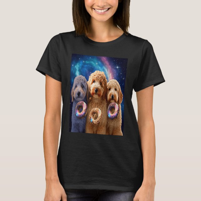 Goldendoodle In Space With Donuts Cute Doodle Boys T Shirt (Framsida)