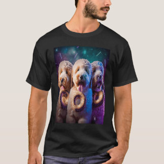 Goldendoodle in space with Donuts Cute Doodle Boys T Shirt