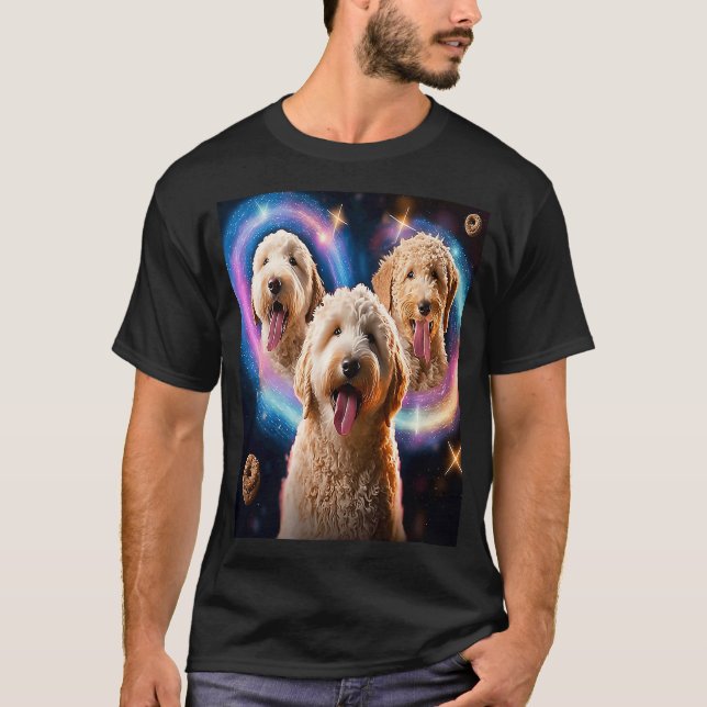 Goldendoodle In Space With Donuts Cute Doodle Boys T Shirt (Framsida)