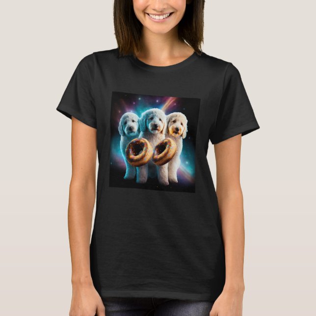 Goldendoodle In Space With Donuts Cute Doodle Boys T Shirt (Framsida)