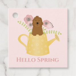Goldendoodle in Watering Can Gåvor Etiketter