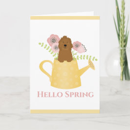 Goldendoodle in Watering Can Gult Kort