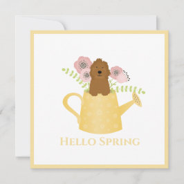 Goldendoodle in Watering Can Gult Kort