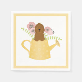Goldendoodle in Watering Can Gult Pappersservett