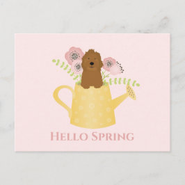 Goldendoodle in Watering Can Vykort