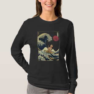 Goldendoodle Japanska Kanagawa Våg Surf Dog T Shirt