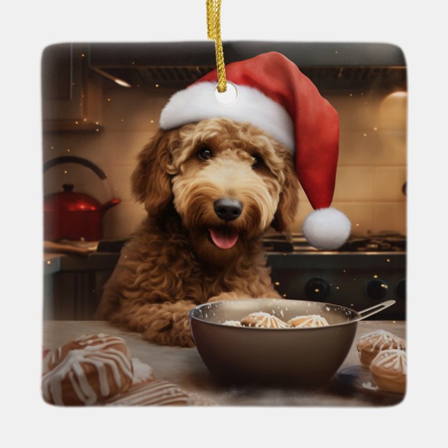 Goldendoodle jul Cookies Festive Helgdag Julgransprydnad Keramik (Framsida)