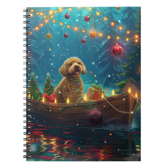 Goldendoodle jul - festlig resa anteckningsbok (Framsidan)