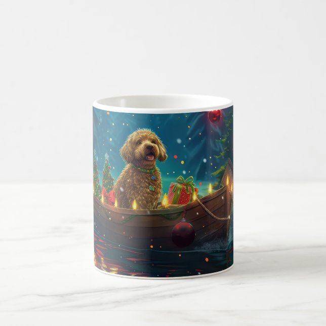 Goldendoodle jul - festlig resa kaffemugg (Center)