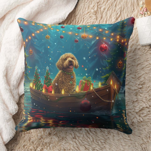Goldendoodle jul - festlig resa kudde (Filt)