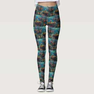Goldendoodle jul - festlig resa leggings